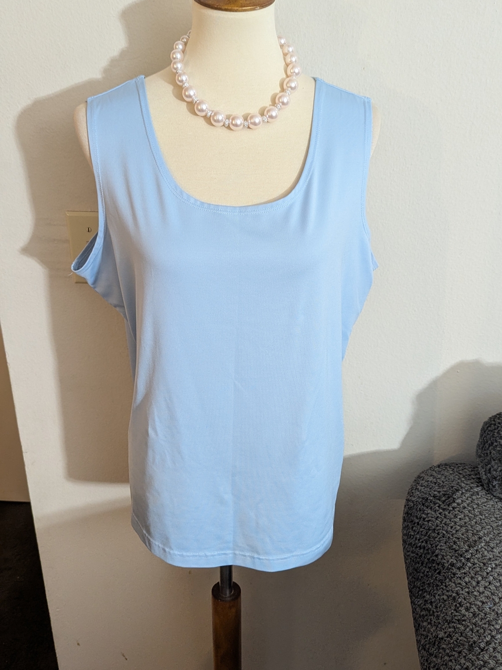 Susan Graver Pale Blue Scoop Neck Tank